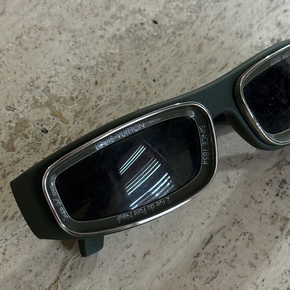 Louis Vuitton Super Vision Dark Green Sunglasses with Silver Trim